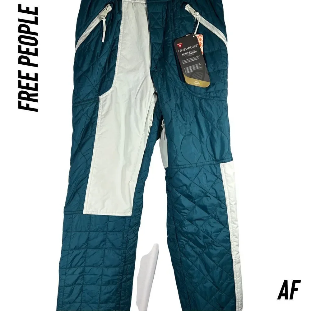 FREE PEOPLE BLUE AND WHITE LANDSCAPE SKI JACKET AND PANTS NEW NWT SIZE XS